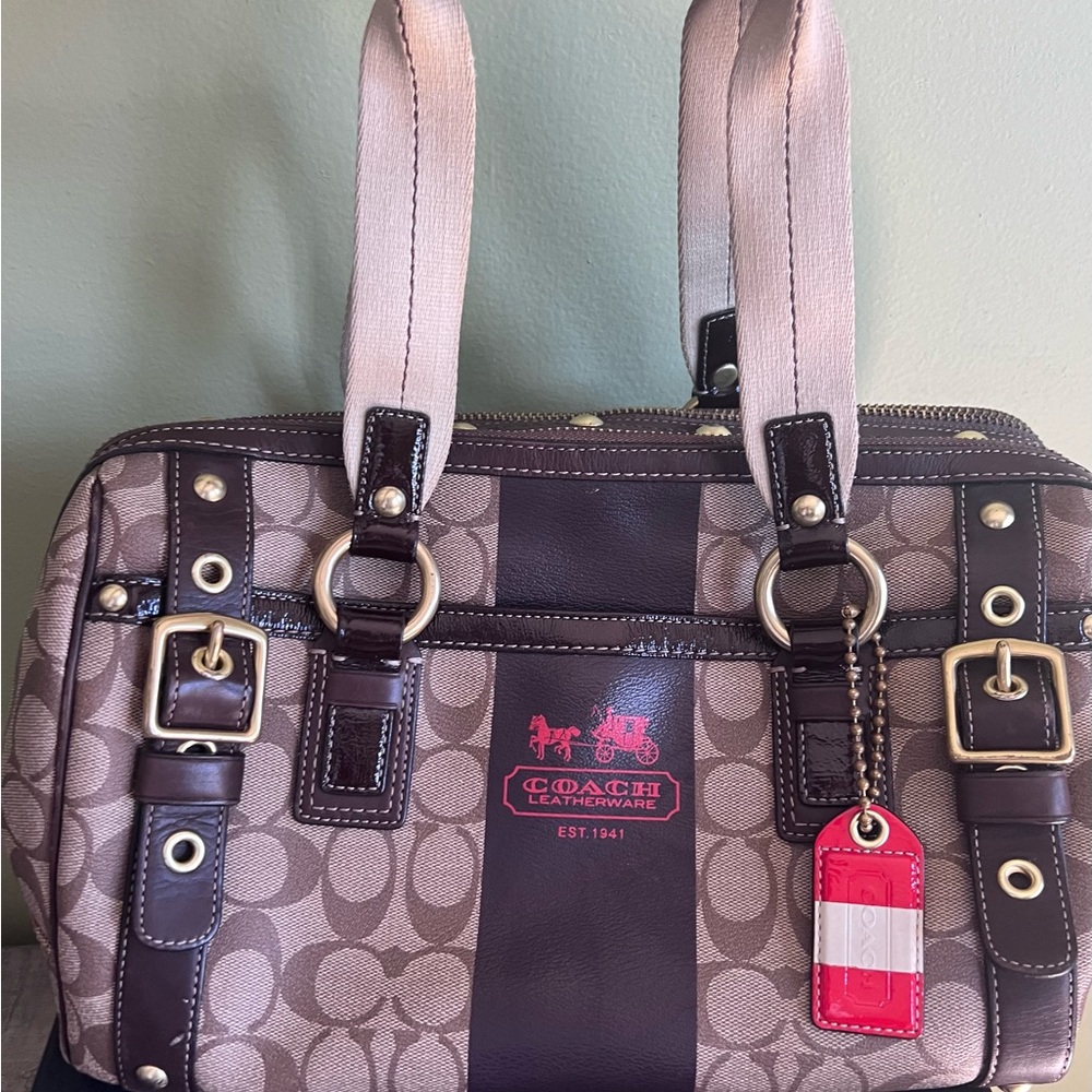 Coach Signature Brown and Tan Tote Bag